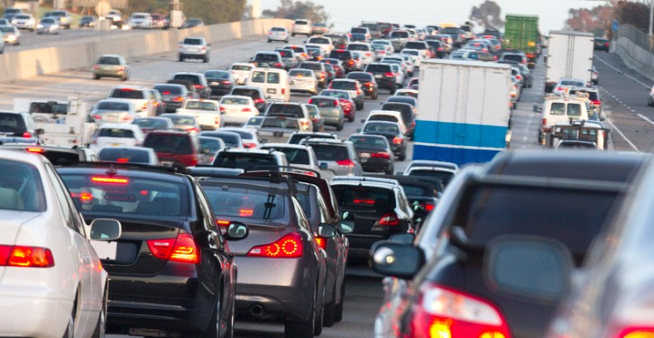 Cars in Traffic on Highway