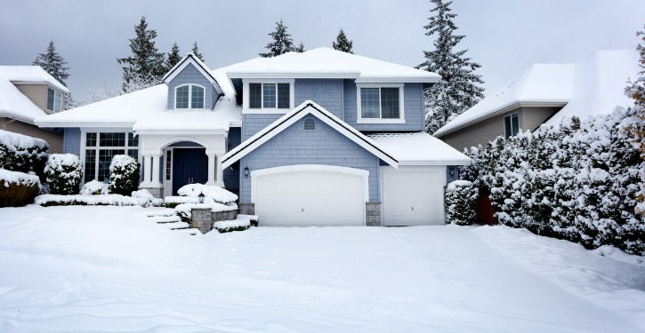 Snow on Home in Winter