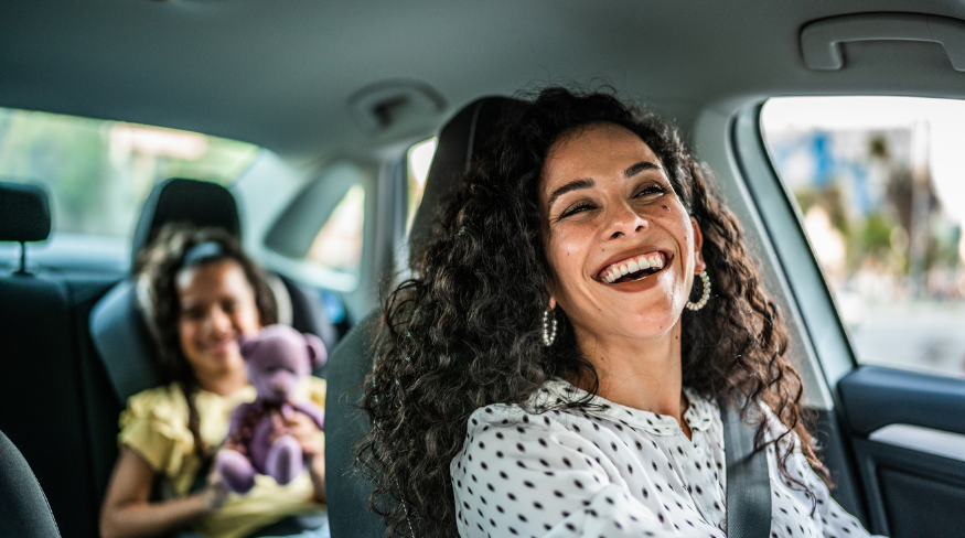 Family driving in the car.